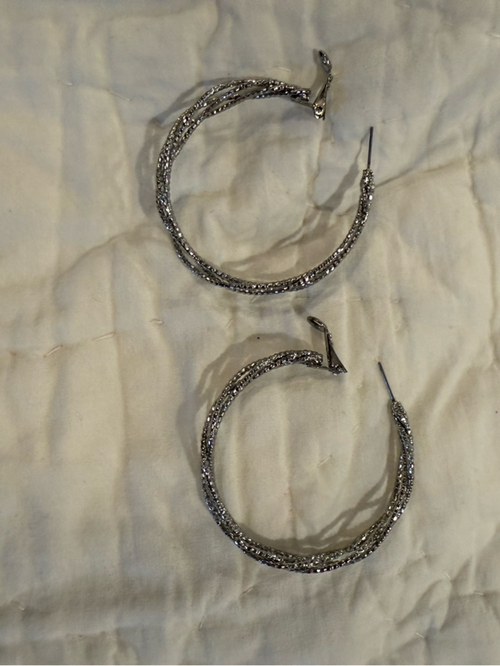 Nordstrom Silver Braided Hoop Earrings